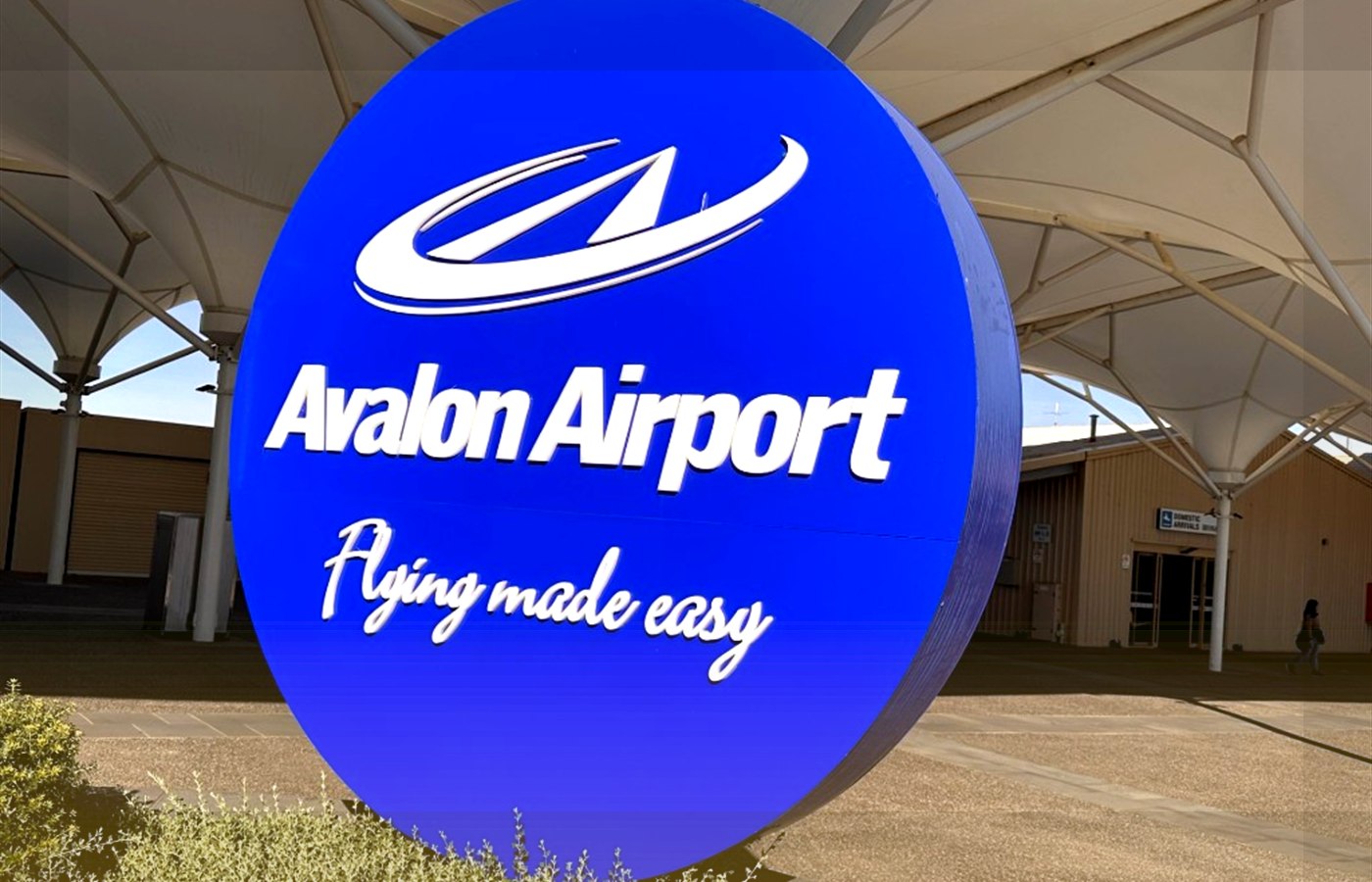 Avalon Airport welcome sign