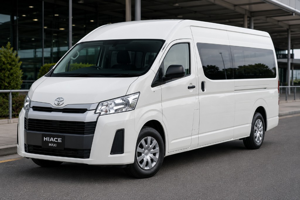 White Toyota Hiace Maxi for groups